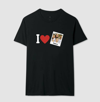 Camiseta Familia - I Love + Foto Retrô
