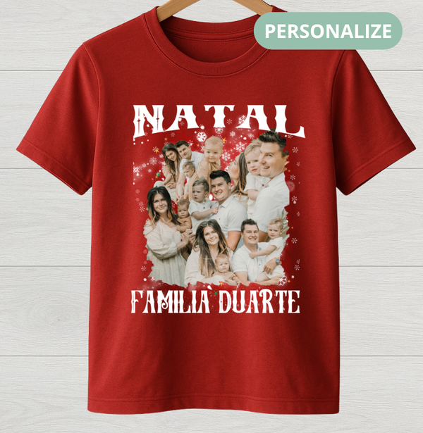 Camiseta Bootleg Personalizada Nossa Família Natal