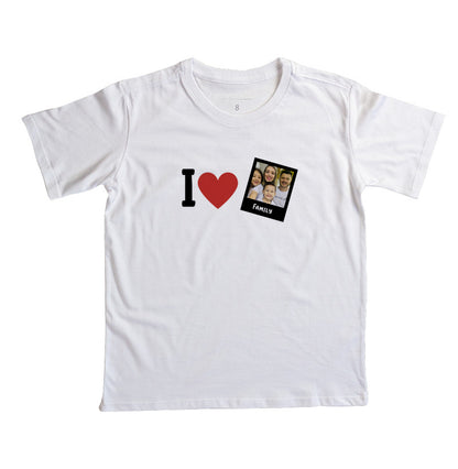 Camiseta Infantil- Familia I Love + Foto Retrô