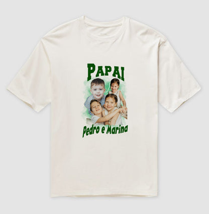 Camiseta Bootleg Personalizada - Papai e Filhos (Oversized)