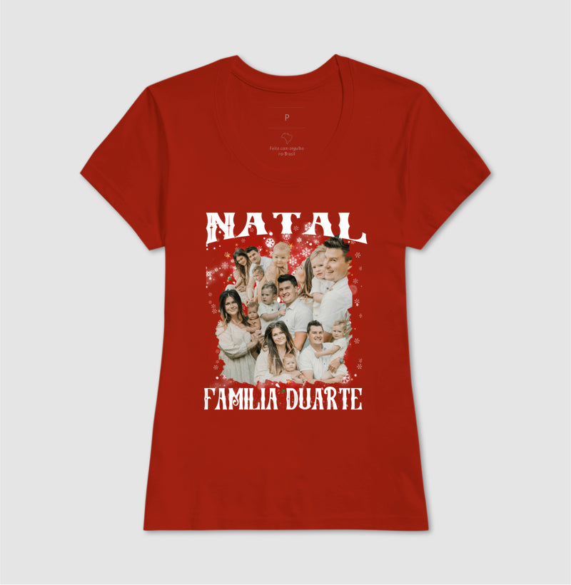 Camiseta Bootleg Personalizada Nossa Família Natal