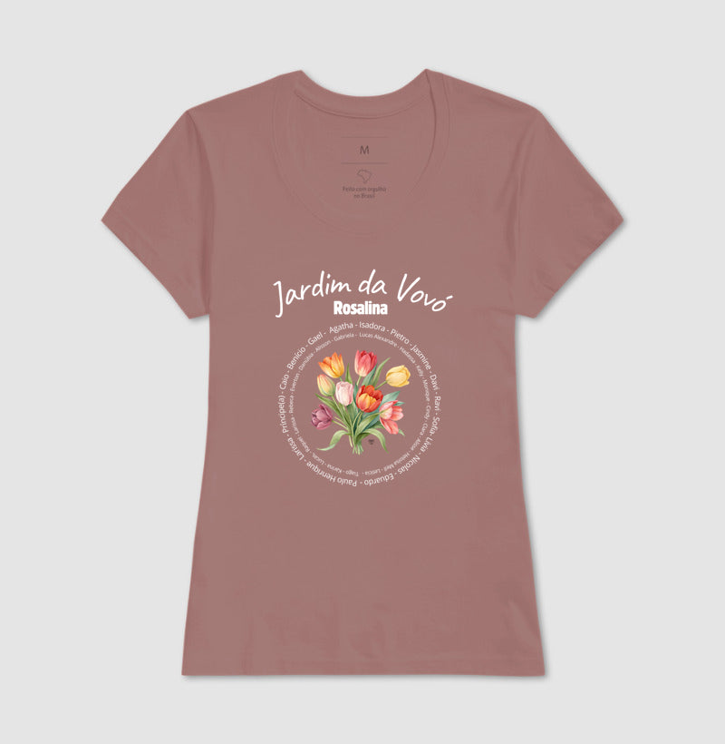 Camiseta Personalizada Jardim da Vovó, Bisavó Buquê de Flores