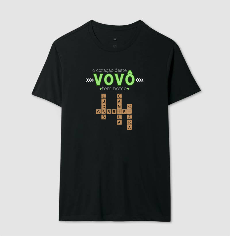 Camiseta Personalizada o coração do Vovô tem nome