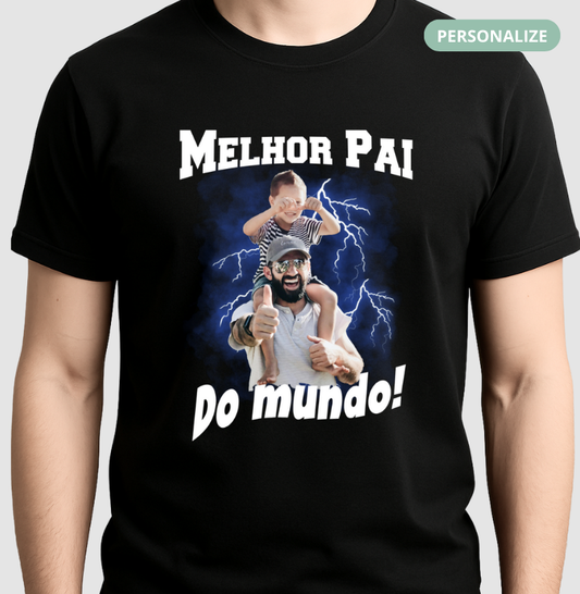 Camiseta Bootleg Personalizada - Melhor Pai do Mundo com fotos