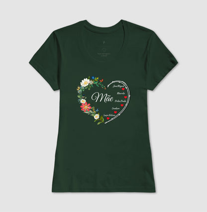 Camiseta Personalizada Mãe Coracão Floral