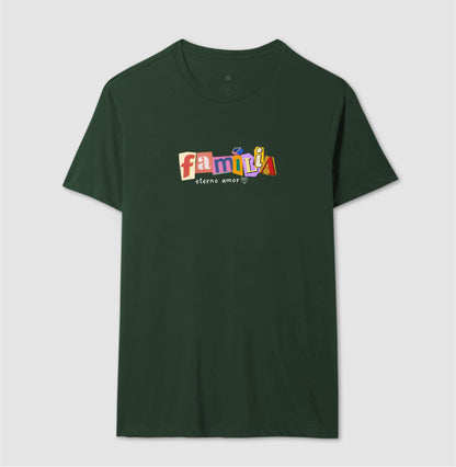 Camiseta Família Letra de Jornal