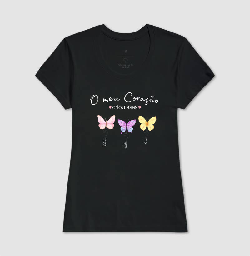Camiseta Personalizada mãe o coração criou asas