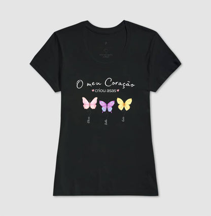 Camiseta Personalizada mãe o coração criou asas