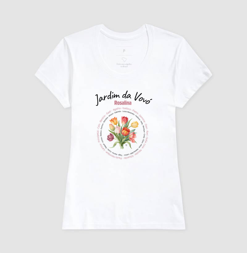 Camiseta Personalizada Jardim da Vovó, Bisavó Buquê de Flores