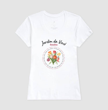 Camiseta Personalizada Jardim da Vovó, Bisavó Buquê de Flores