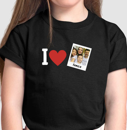 Camiseta Infantil Personalizada Familia I Love + Foto Retrô
