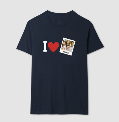 Camiseta Familia - I Love + Foto Retrô