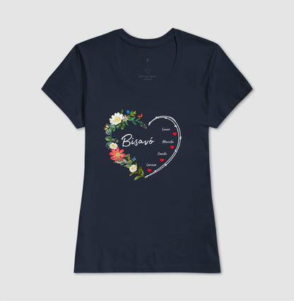 Camiseta Personalizada Bisavó Coração Floral