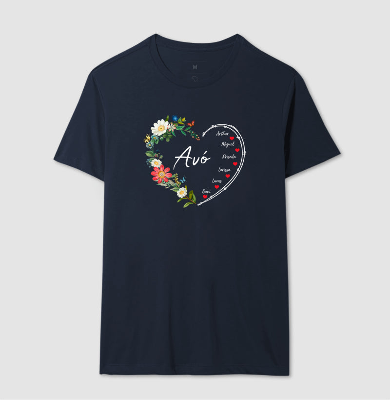 Camiseta Personalizada Avó Coração Floral
