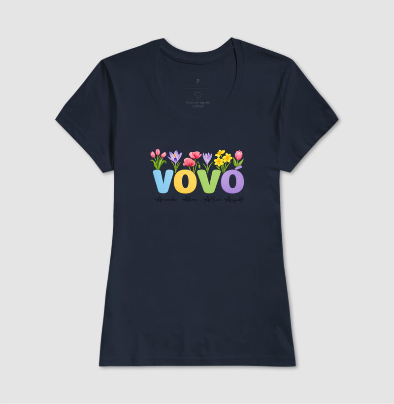 Camiseta Personalizada Vovó com Flores