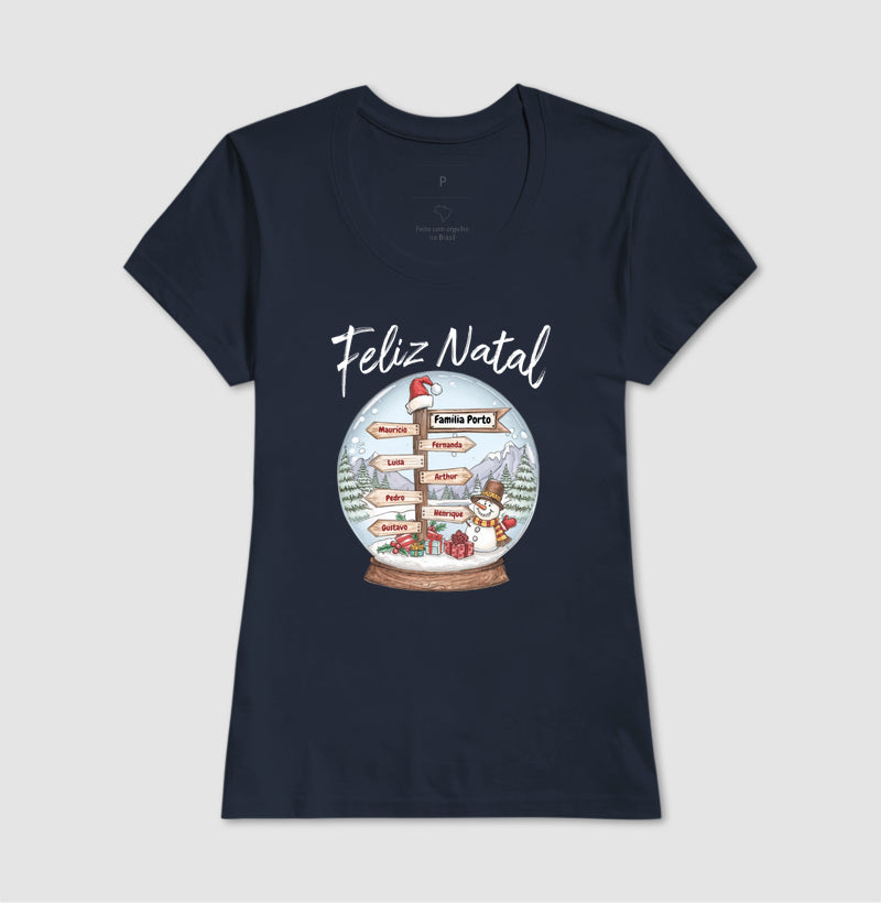 Camiseta Personalizada Globo de Neve Natal