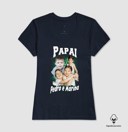 Camiseta Bootleg Personalizada Papai e Filhos (Algodão Peruano)