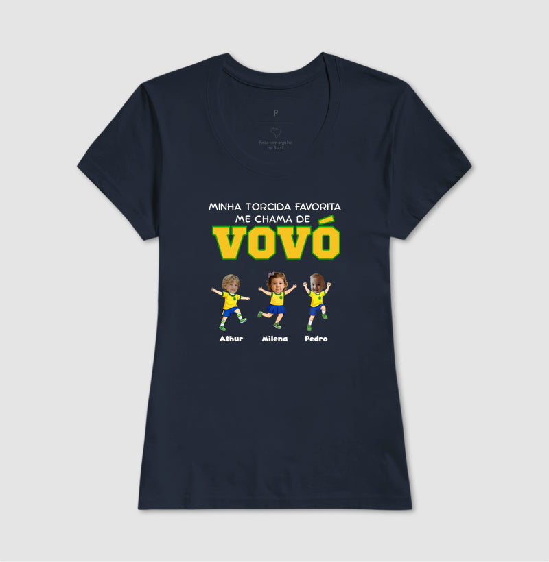 Camiseta Personalizada Vovó/Vovô Minha torcida favorita - Copa do Mundo