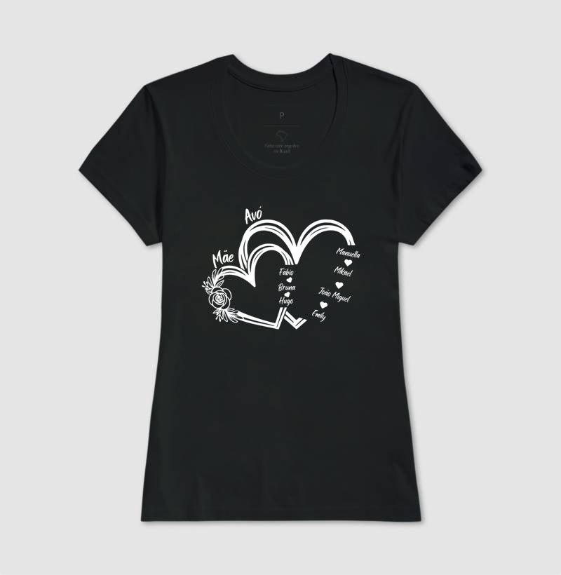 Camiseta Personalizada Coração Mãe e Avó