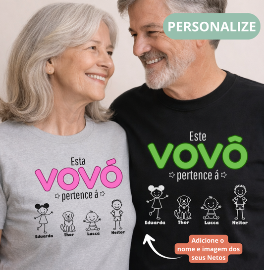 Camiseta Personalizada - Vovô/Vovó  Netos e Pets