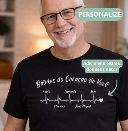 Camiseta Personalizada - Batidas do Coração do Vovô