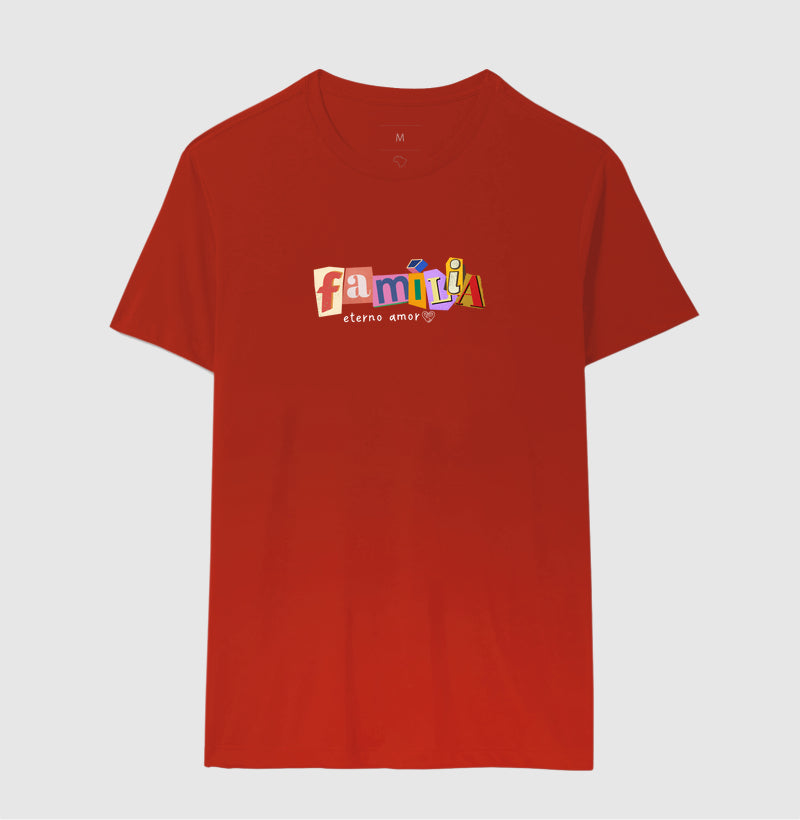 Camiseta Família Letra de Jornal
