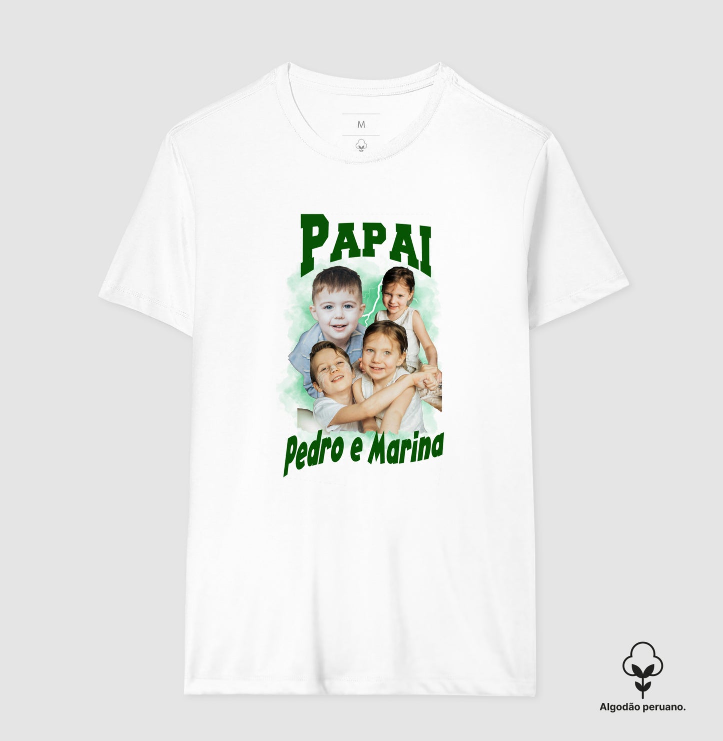 Camiseta Bootleg Personalizada Papai e Filhos (Algodão Peruano)