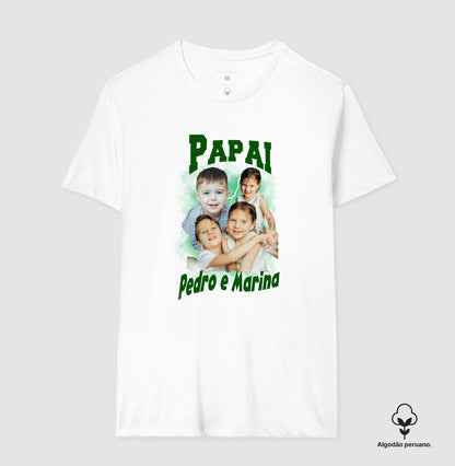 Camiseta Bootleg Personalizada Papai e Filhos (Algodão Peruano)