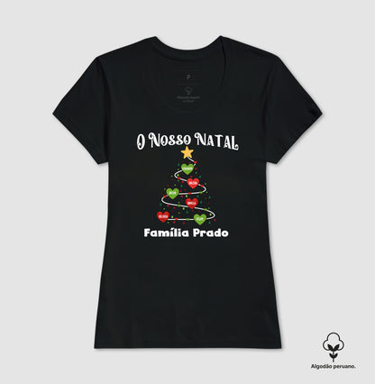 Camiseta Personalizada Árvore de natal com nomes (Algodão Peruano)