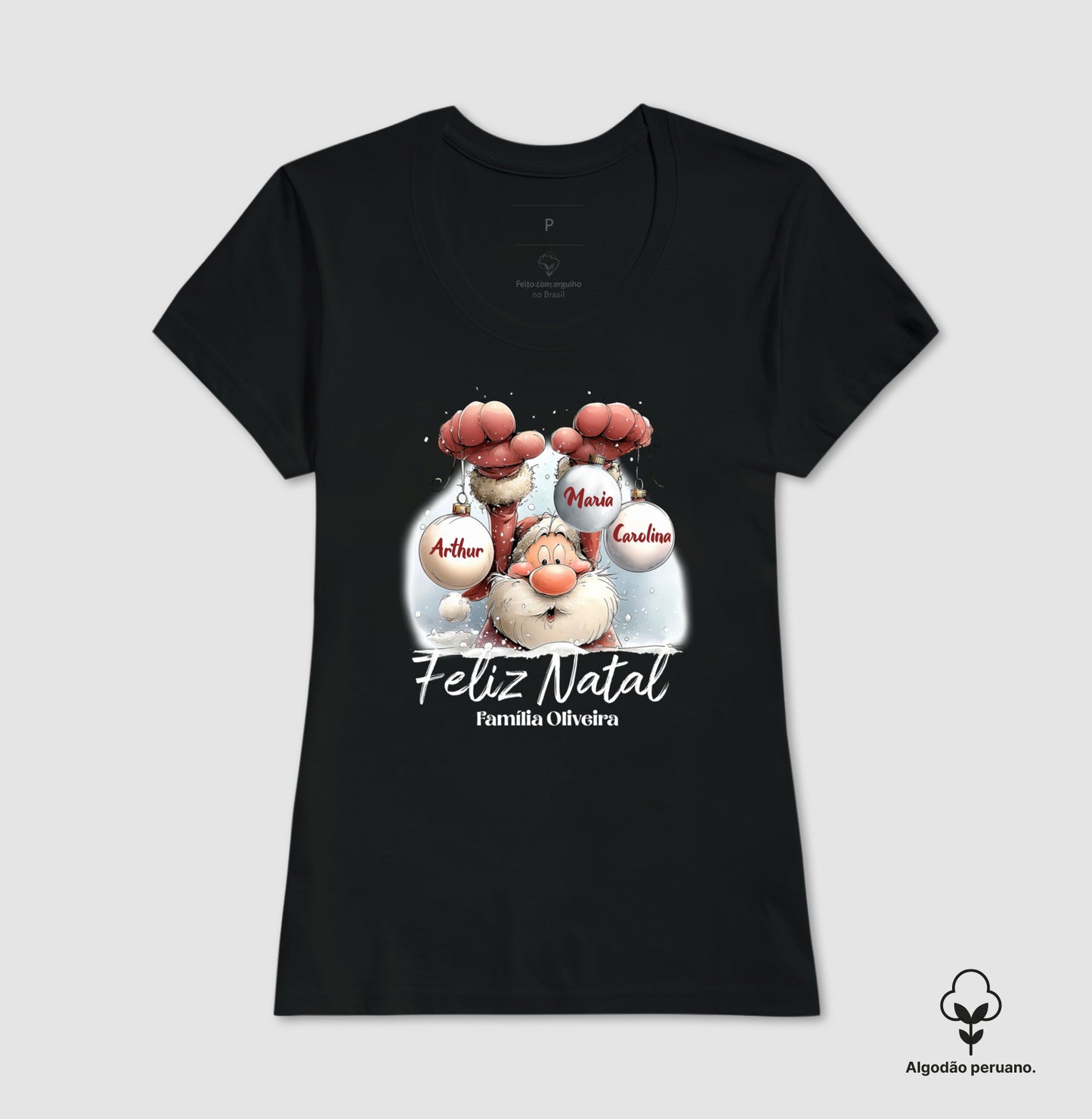 Camiseta Personalizada Natal Papai Noel (Algodão Peruano)
