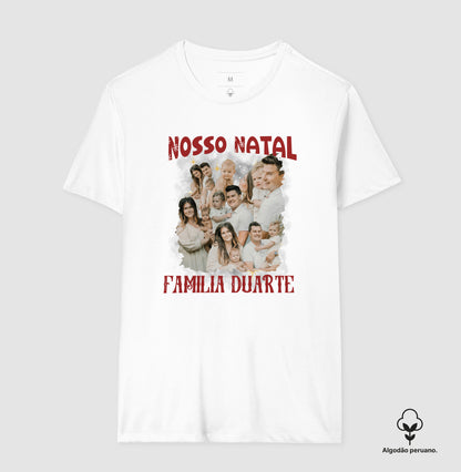 Camiseta Bootleg Personalizada Nossa Família Natal (Algodão Peruano)