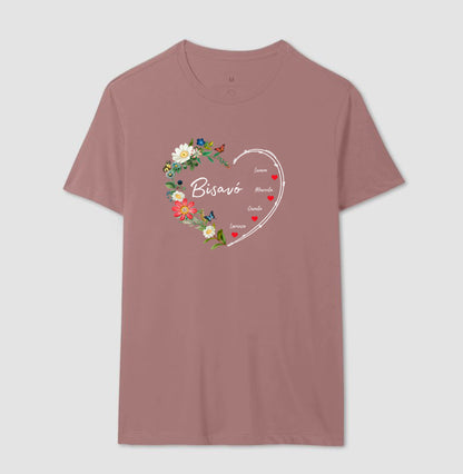 Camiseta Personalizada Bisavó Coração Floral