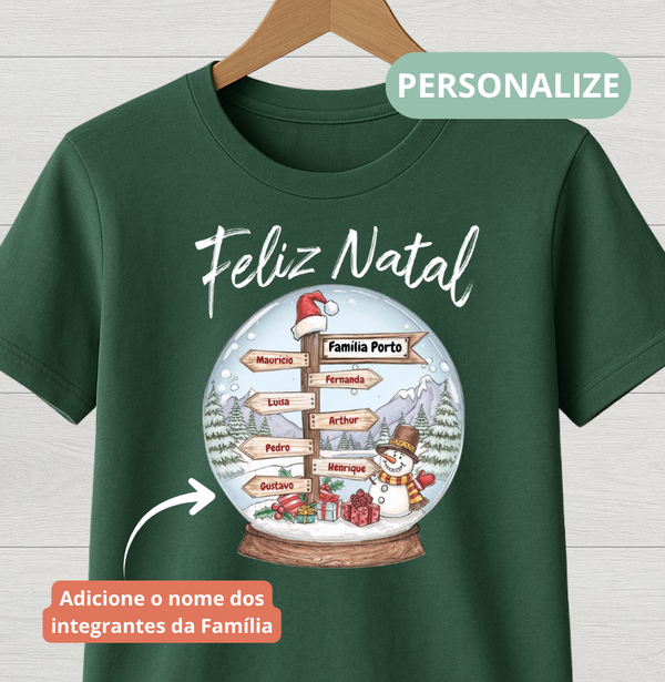Camiseta Personalizada Globo de Neve Natal