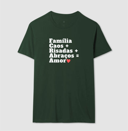 Camiseta Família, Caos, Risadas, Abraços e  amor