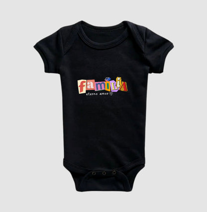 Body Infantil Família Letra de Jornal