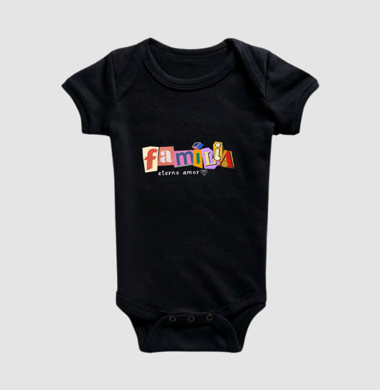 Body Infantil Família Letra de Jornal