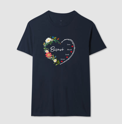 Camiseta Personalizada Bisavó Coração Floral