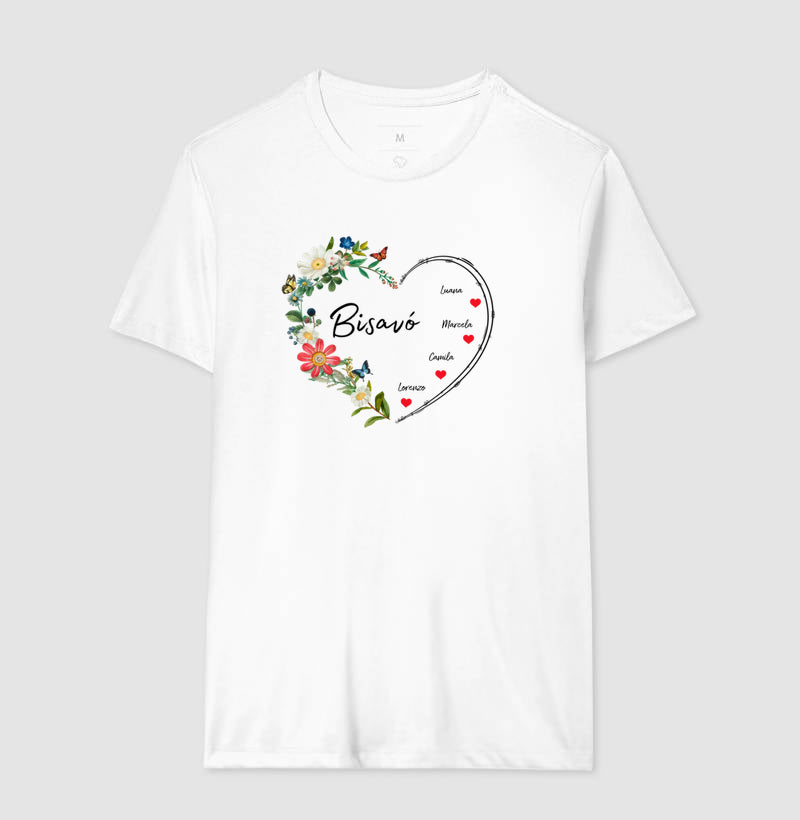 Camiseta Personalizada Bisavó Coração Floral