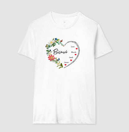 Camiseta Personalizada Bisavó Coração Floral