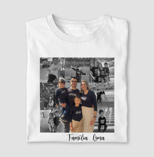 Camiseta Infantil Família - Quadrados de História